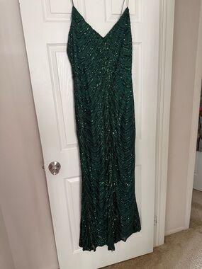 Elegant Emerald Green Beaded Prom Dress